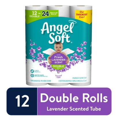 Angel Soft Toilet Paper with Fresh Lavender Scent, 12 Double Rolls