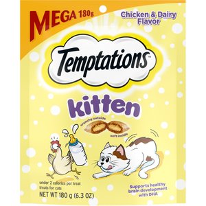 Temptations Chicken & Dairy Flavor Crunchy & Soft Kitten Treats, 6.3-oz bag