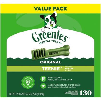 Greenies Teenie Natural Original Chicken Flavor Dental Dog Treats, 130 count