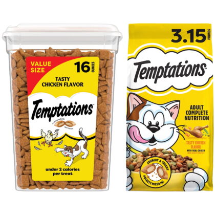 Temptations Tasty Chicken Flavor Cat Treats, 16-oz bag, bundle of 2