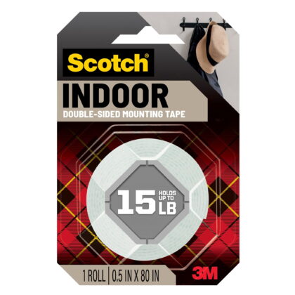 Scotch Indoor Double-Sided Mounting Tape, 1/2 in x 80 in